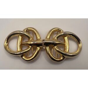 Dotty Smith Statement Belt Buckle Gold Tone Sculptural 5.5" Fits 2" Belt‎